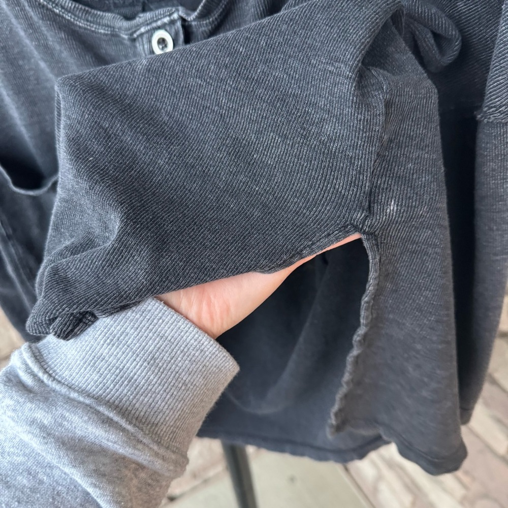 Free People We the Free Oversized Mineral Washed Henley Tee Shirt - Picture 3 of 6